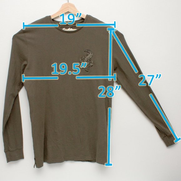 Stroy Amazonia Snake Embroidered Long Sleeve T Shirt Large Dark Olive Green - Picture 3 of 6
